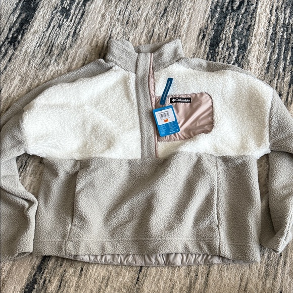 NWT Columbia Ladies' Half Snap Sherpa Fleece Pullover, Grey - Picture 6 of 7
